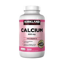 Viên uống Canxi Kirkland Calcium 600mg + D3 hộp 500 viên của Mỹ