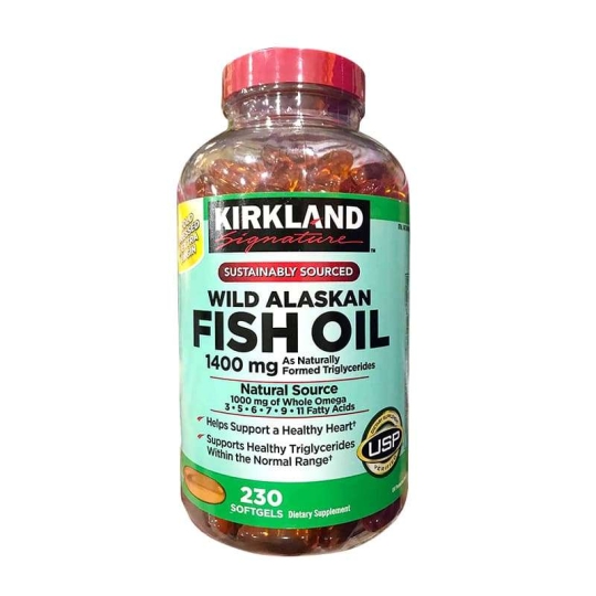 Viên uống Dầu Cá Alaska Kirkland Signature Wild Alaskan Fish Oil 1400 mg 230 viên của Mỹ