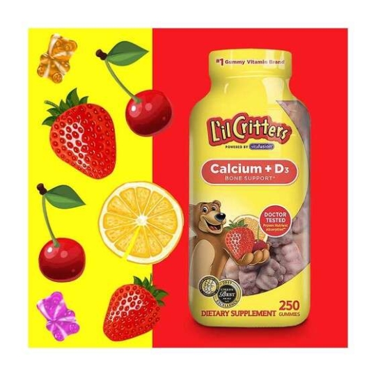 Kẹo dẻo bổ sung canxi Lil Critters Calcium + D3 Gummy Bears 250 viên